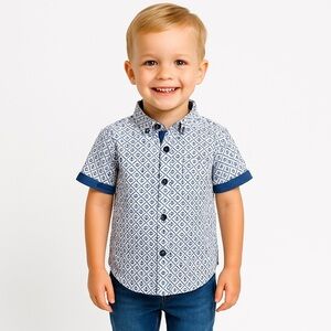 Mick Mack LTD. Boy’s Size 4 Anchor Nautical Short Sleeve Collared Shirt